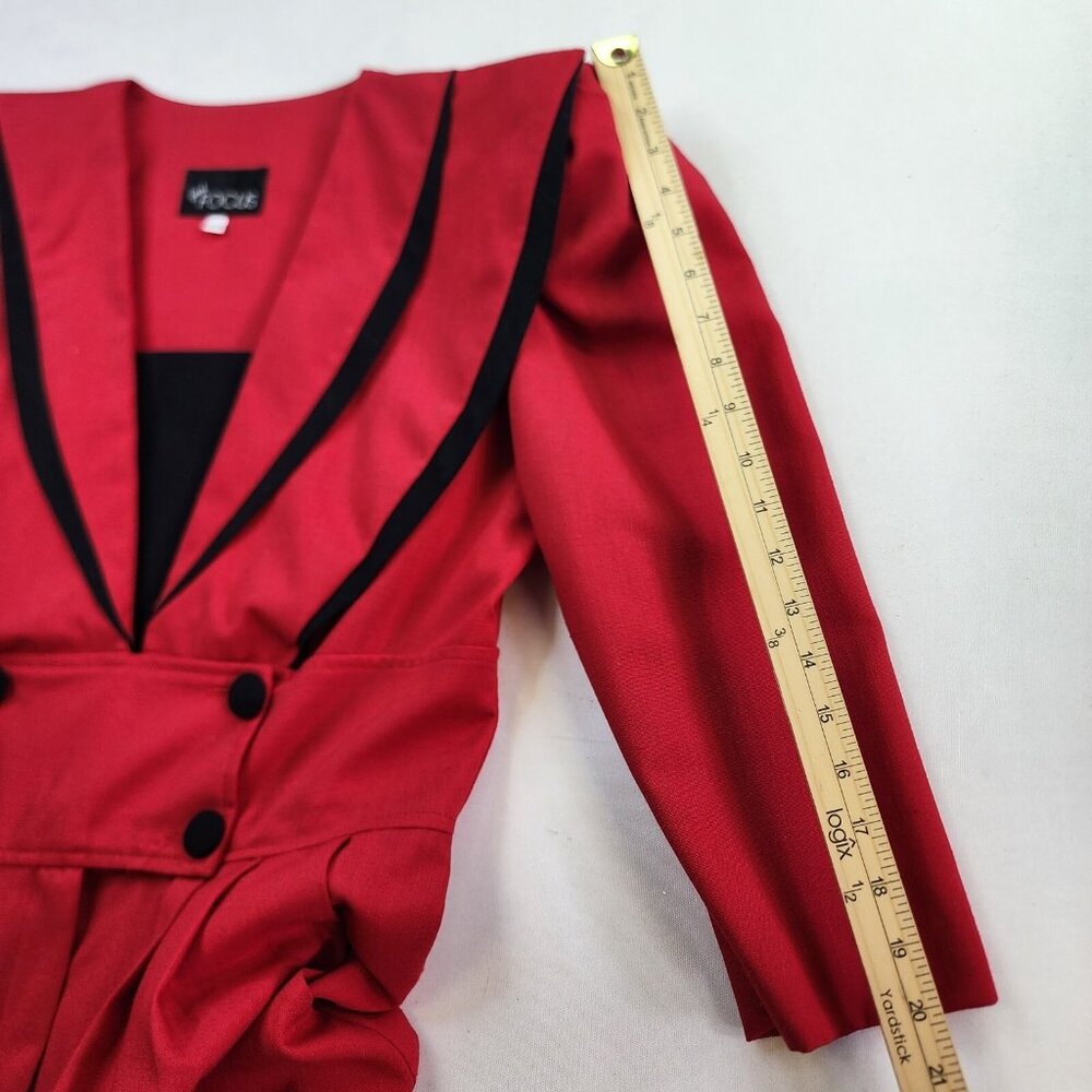 Vintage 1980s Pantsuit First Focus Red 13/14 Sailor Structured Maximalist Retro - Picture 10 of 16